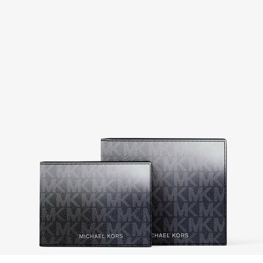 NWT Michael Kors Cooper Ombré Signature Logo Billfold Wallet With Passcase
